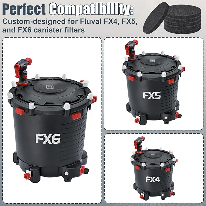 Fx4 Carbon Filter Pads Compatible with Fluval FX4 FX5 / FX6 Canister Filter,Replacement Carbon Impregnated Foam Pads Aquarium Filter Media Pack of 6