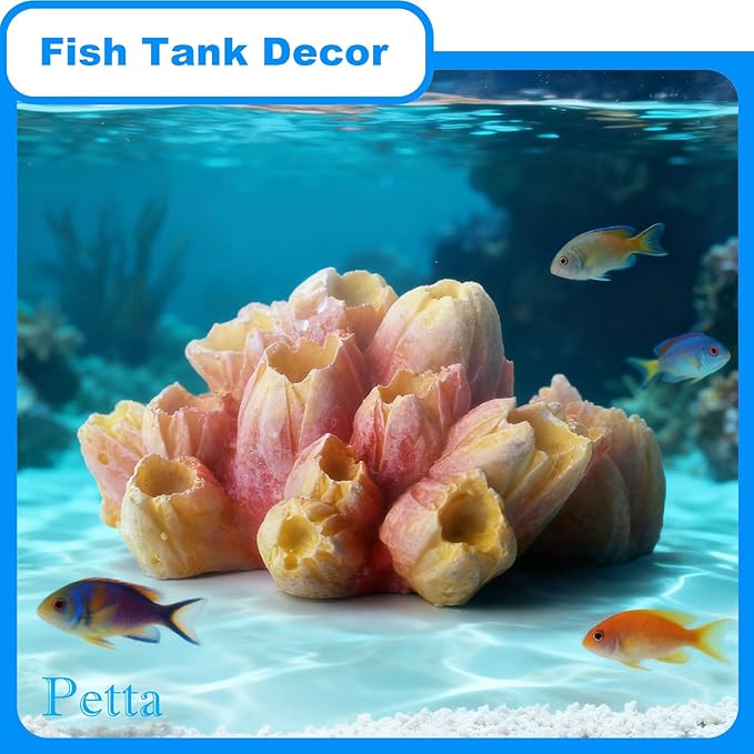 Resin Coral Plant Decorations Artificial Ornament Decor Resin Colorful Coral Reef Decoration Accessories for Betta Fish Tank Aquarium Landscape,Medium,1 Pcs