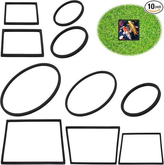 10 Pcs Fish Feeding Rings Set, Floating Plant Ring Aquarium Plant Corral Round Square Fishes Feeder Rings Aquariums Floating Plants Barrier Fishes Tanks Aquarium Floating Ring for Fish Tank Aquariums