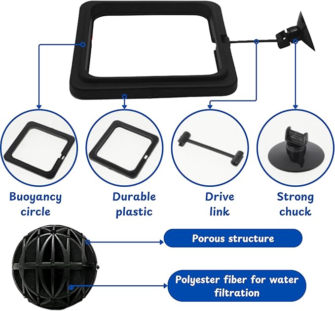 Turtle Feeding Ring for Fish Tank with Filter Balls Set, Floating Feeding Ring for Fish Tank and Nitrifying Balls, Aquatic Turtles Toys, Feeder for Betta Guppy Goldfish (Black)