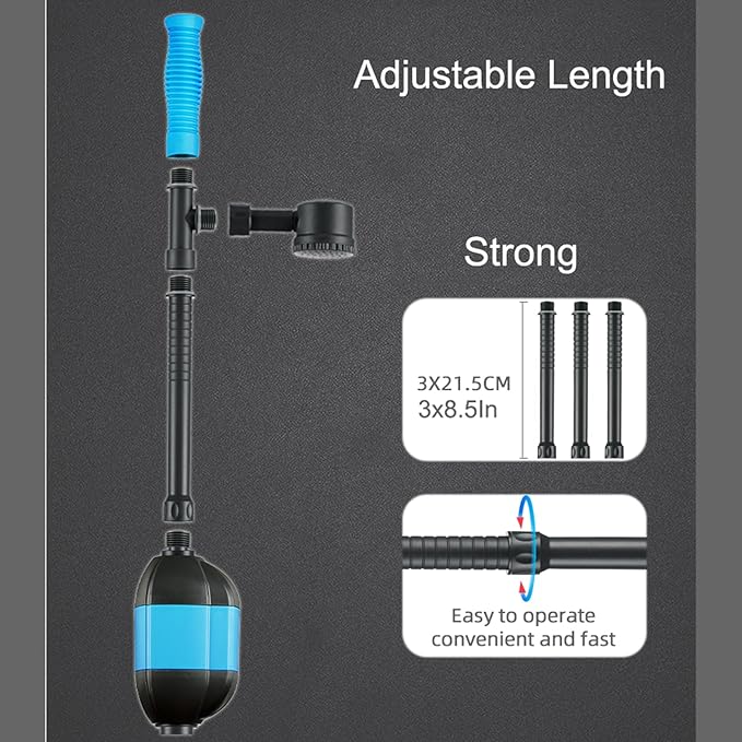 Carefree Fish 30W Electric Aquarium Gravel Cleaner with 6Ft Tubing 6IN1 Automatic Fish Tank Gravel Vacuum Water Changer Wash Sand and Water Circulation (for 20Gal~800Gal Fish Tank) 2.2Lb