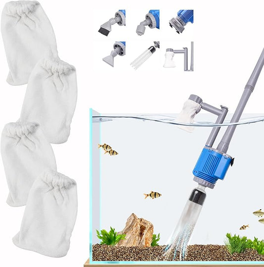 Aquarium Gravel Cleaner + Filter Bags *4