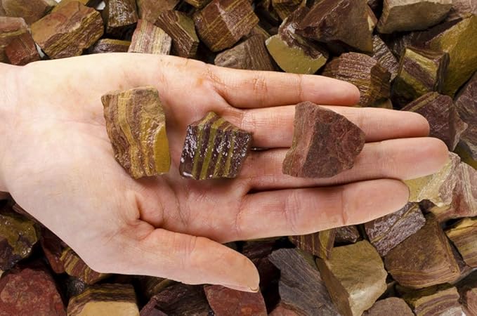 Fantasia Materials: 1 lb Brown Stripe Jasper Rough Stones from India