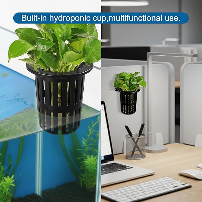 Novabright 2 Pack New Upgraded Large Aquarium Plant Holder with Hydroponic Cup 3.37 Inch Sick Hook and Suction Cup for Fish Tank Aquaponic Plant Cultivation and Aquascape Accessories Decoration(Black)