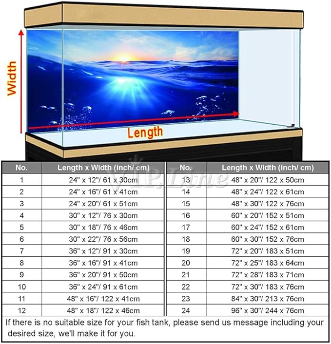 Ocean Water Aquarium Background Poster Fish Tank Landscape Decorations Sticker Customization (72" x 30"/ 183 x 76cm)