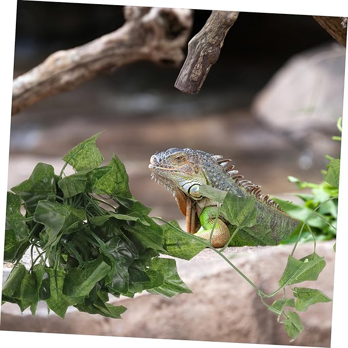 balacoo Reptile Plants Artificial Plastic Fake Hanging Leaves Simulation Plant Reptile Climbing Habitat Decor - 75cm