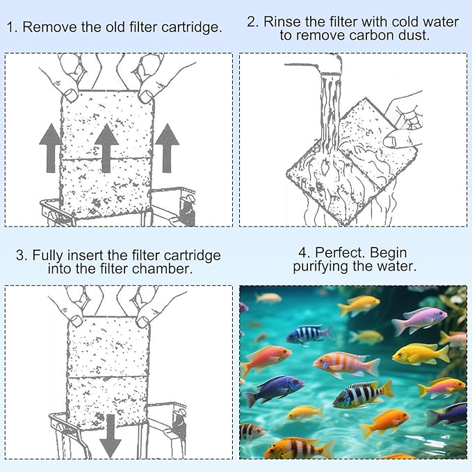 Penitue 6pcs Large Filter Cartridges Compatible with Whisper Bio-Bag Filters, Aquarium Tank Fish Filter Replacements Supplies Stuff for Whisper Filters 20i/40i IQ20/30 PF20/30/40/60 & Reptofilter