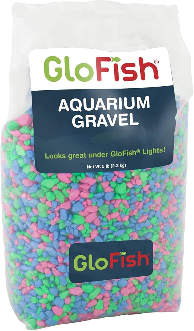 GloFish Aquarium Gravel, Pink/Green/Blue Mix, Complements GloFish Tanks, 5 Pounds