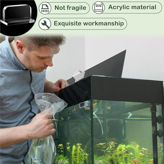 flexman 6Pcs Aquarium Lid Handles, Adhesive Rectangle Transparent Acrylic Fish Tank Cover Handles, Aquarium Cover Handle Replacement for Fish Tank