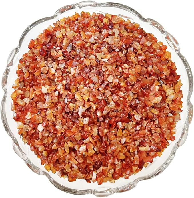 Shubhanjali 1 lbs Red Carnelian Chips Stone Small Crushed Crystal Healing Pebble Rocks Stone Decorative Natural Stones Gravels for Aquarium Home Decor, Garden and Table