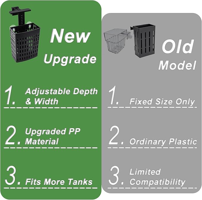 2 Pack Upgraded Adjustable Aquarium Plant Holder, Top Hanging Design Fish Tank Plant Holder, Adjustable Width Height, Fits Tank Edges up to 2.3 in, for Aquaponic Plants and Aquascape Decoration, Black