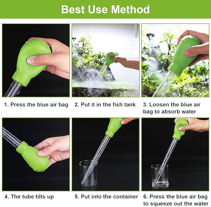 WEAVERBIRD Manual Fish Tank Water Changer Aquarium Dropper, 30ml Aquarium Clean Pipette Dropper, Fish Tank Cleaning Waste Remover, Aquarium Gravel Cleaning Straw, Green