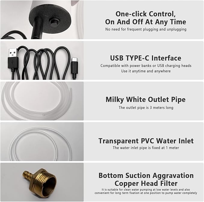 Rechargeable Mini Portable Water Pump Multifunctional Automatic simple fish tank water exchanger, floor, balcony water pump