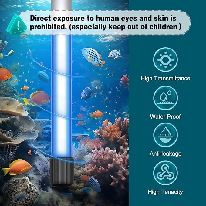 7W Timer UV Aquarium Clean Light for Algae Removal, Energy-Efficient LED Fish Tank Light with Waterproof Design for Pond and Aquarium