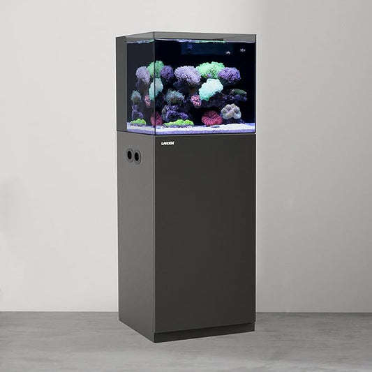LANDEN Aquarium Wooden Stand and Cabinet for up to 20 Gal Tank, Fish Reptile Sea Salt Water Tank Stand, Nano Foam Leveling Mat Included, W17.7xD17.7xH31.49 in,Wooden Matte Black Painted(Stand Only)