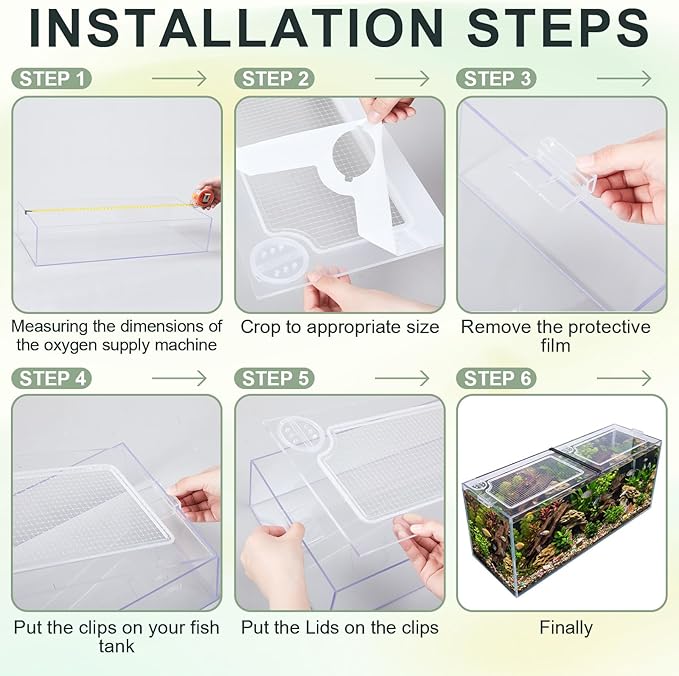 Sieral 2 Pcs Clear Aquarium Canopy and Embedded Network Set with 30 Top Cover Clips Polycarbonate 22.56 x 16.22 x 0.2 Inches for 75/90/110 Gallon Fish Tank Lids with Center Brace Aquariums Cover