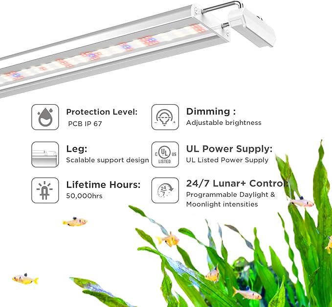 Finnex Planted+ 24/7 Aquarium LED Light, 660nm Plant Red, 3.0 Series, 36"