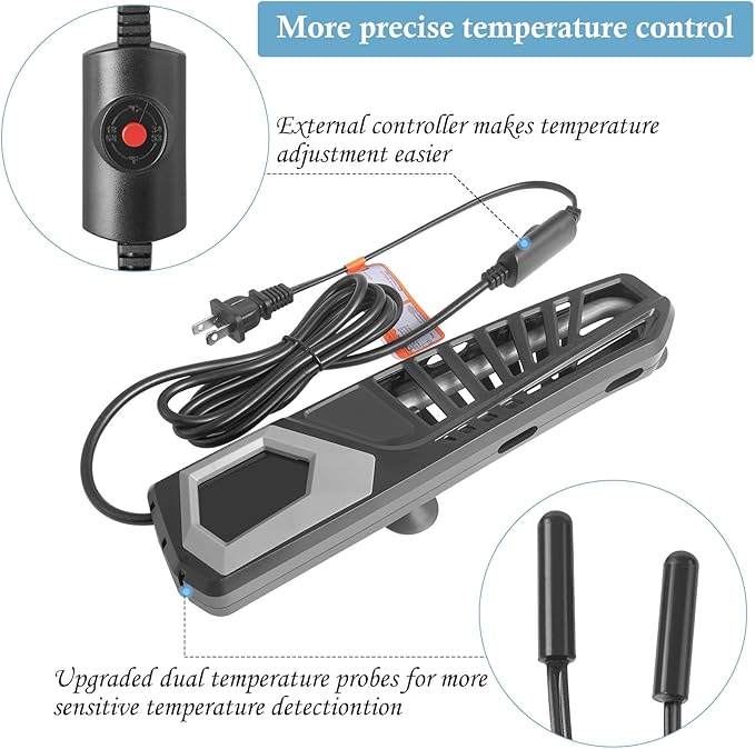 HITOP 800W Titanium Aquarium Heater: Digital Fish Tank Heater with External Controller, Submersible Aquarium Heater with Over-Temperature Protection for Saltwater and Freshwater 100-250Gallon