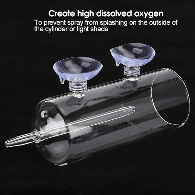 Aquarium Oxygen Aeration,Glass CO2 Diffuser Air Purge,Aquarium Equipment Fish Tank Accessory,Aquarium Air Bubbler Glass Cup, for Fish Tank Air Fish(Dissolved oxygen device (including bubble stone))