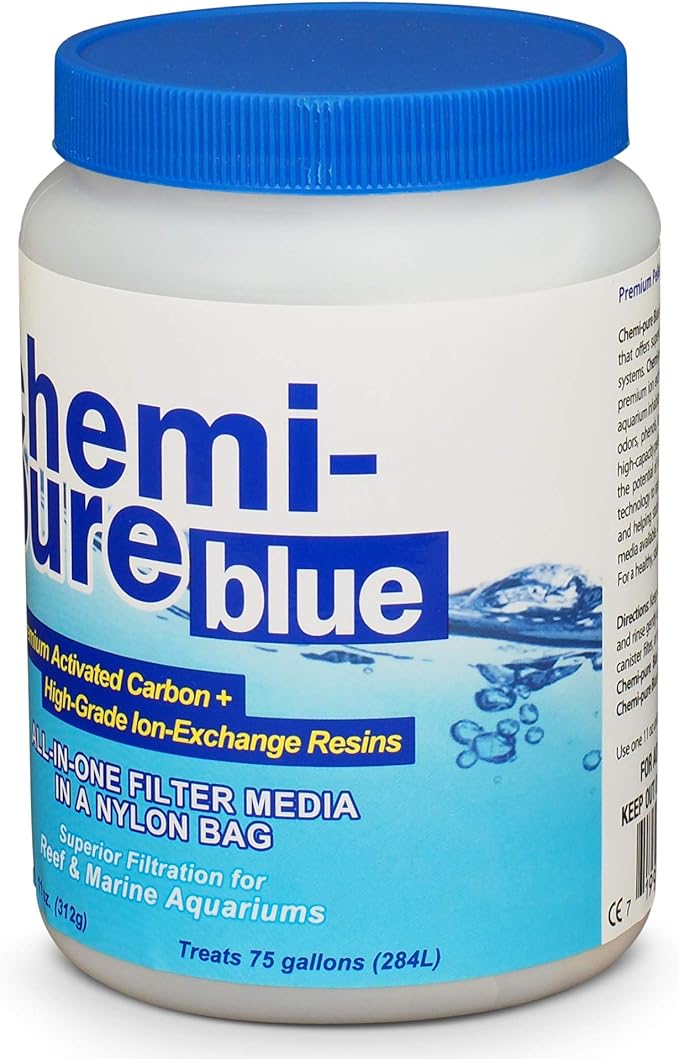 Boyd Chemi‑Pure Blue 11 oz Aquarium Filtration Media Premium Extruded Carbon + Ion‑Exchange Resins in Nylon Bag Clears Toxins, Phosphates & Metals