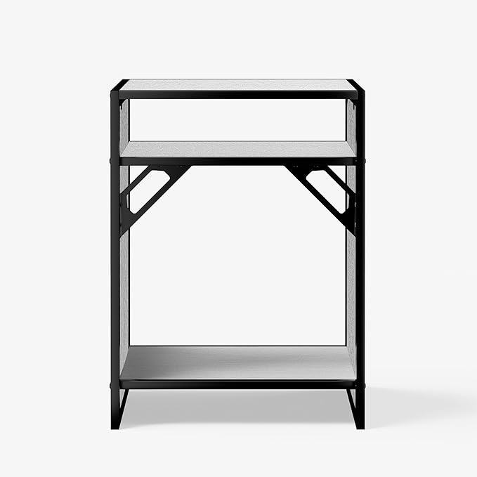 LANDEN Washed Oak Wood Metal Frame Stand, Three-Shelf for Fish Tanks up to 30 Gal, CLX60-60X45X80cm (23.6x17.7x31.49 in), for Fish Tanks and Reptile Terrariums, Home & Office Use