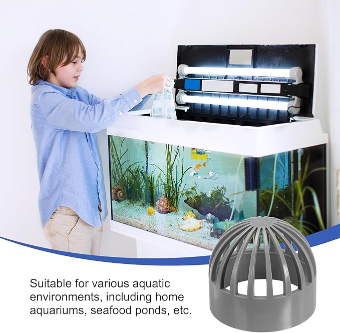 PATIKIL 3 Inch (75mm) Fish Cover Permeable Cap, 4 Pcs PVC Breathable Cap Aquarium Guard Fish Tank Intake Cover, Gray