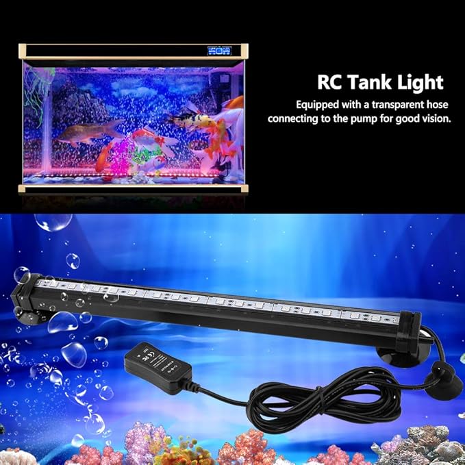 TOPINCN LED Aquarium Light Fish Bubble Light Underwater Led Light with Remote Control + Manual Color Change - Highlight Colorful Aquarium Light Kit(US Plug)(31cm)