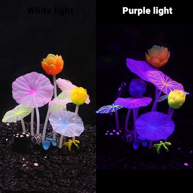 3-Petal Lotus Aquarium Decor with Weighted Base, Lifelike Silicone Lotus Flower & Leaf Ornament for Freshwater Fish Tanks, Betta Cave and Shrimp Shelter for Aquascaping