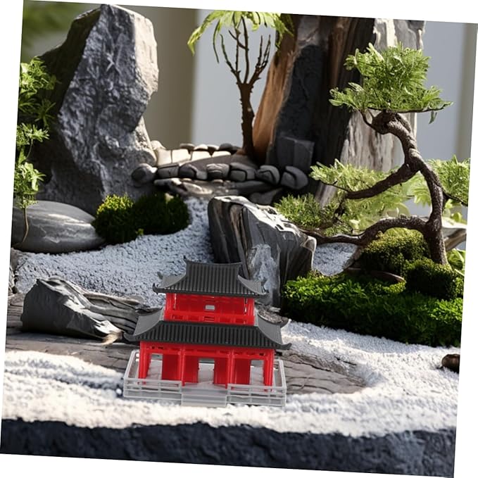 POPETPOP Miniature Chinese Pavilion Model for Aquarium and Landscape Decoration Unique Ancient Architecture Design Delicate Craftsmanship for Bonsai and Sand Table Layouts