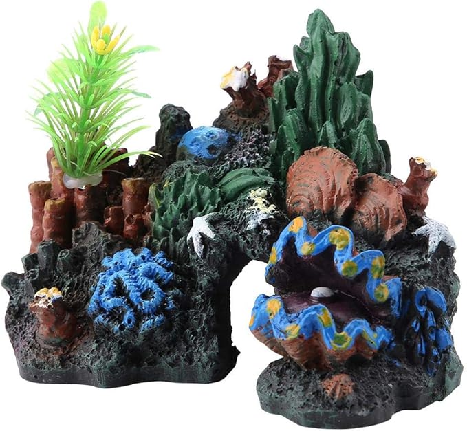 Aquarium CoralCave Decor Colorful Artificial Resin Cave Marine Fish Ornament Mountain View Landscape