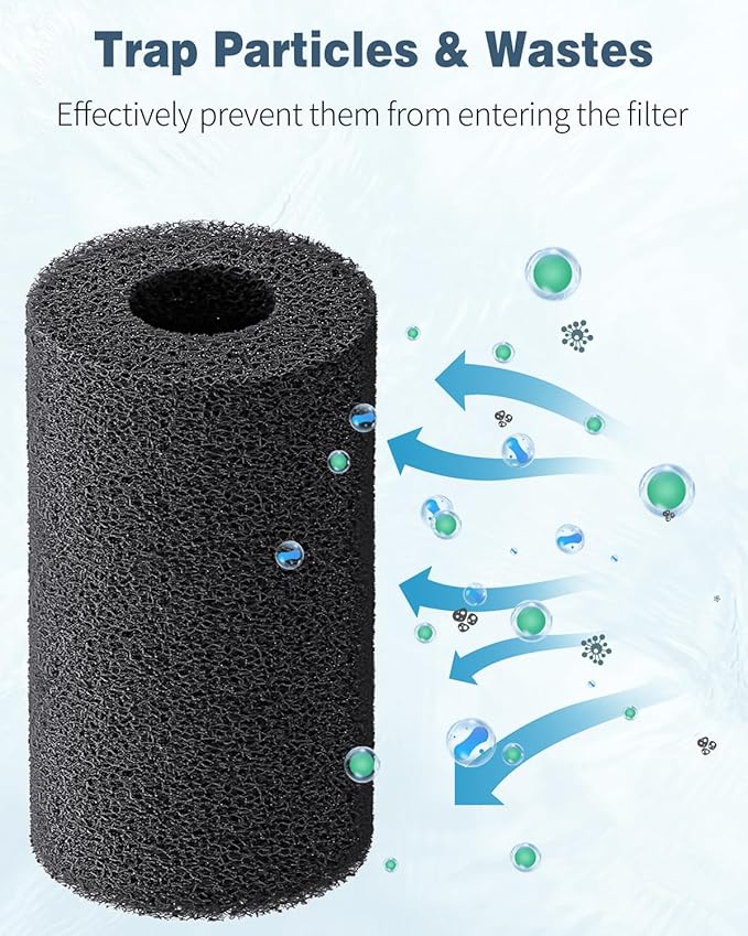 Pawfly 6 Pack Pre-Filter Sponge, Aquarium Filter Sponge 1" Intake Sponge Foam Roll for Small Fish Shrimp Fry Fish Tank Covers Accessories