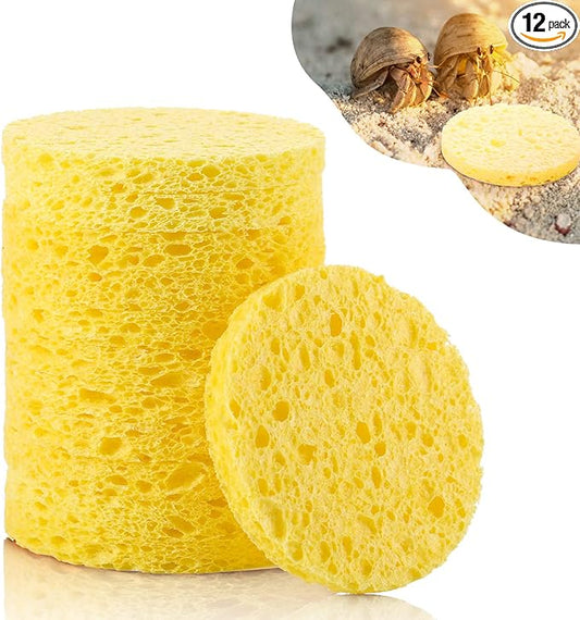 12 Pieces Hermit Crab Sea Sponges - Unbleached Supplies for Maintaining Tank Humidity - Pet Accessories Providing Nutrients
