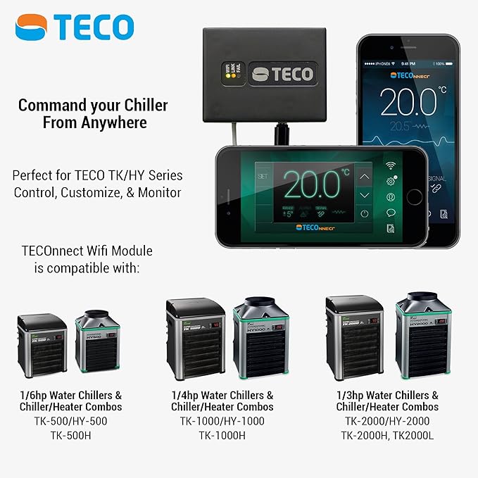 TECO TECOnnect WiFi Module Water Chillers - Remote Temperature Monitoring & Alerts, iOS & Android App Control