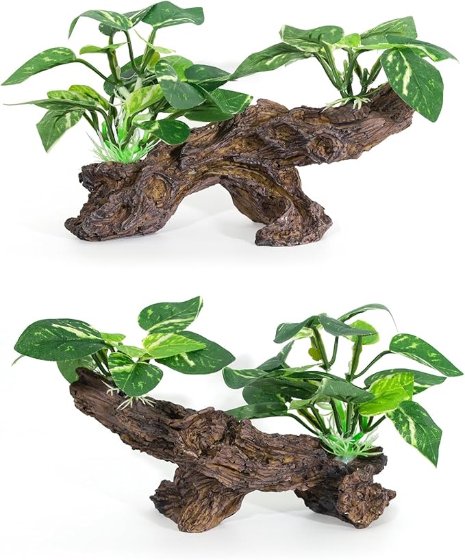4PCS Driftwood Cave Aquarium Decor Silk Aquarium Plants for Betta Fish Tank Decorations