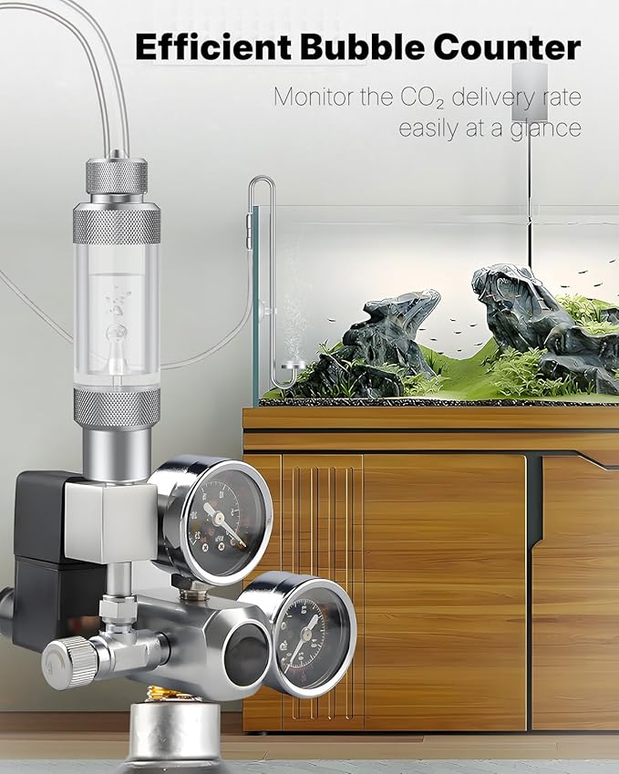 Pawfly Aquarium CO2 Bubble Counter with Built-in Check Valve, Single-Headed Carbon Dioxide Bubble Counter for CO2 Generator Regulator, Non-Return CO2 Bubble Meter for Planted Tanks