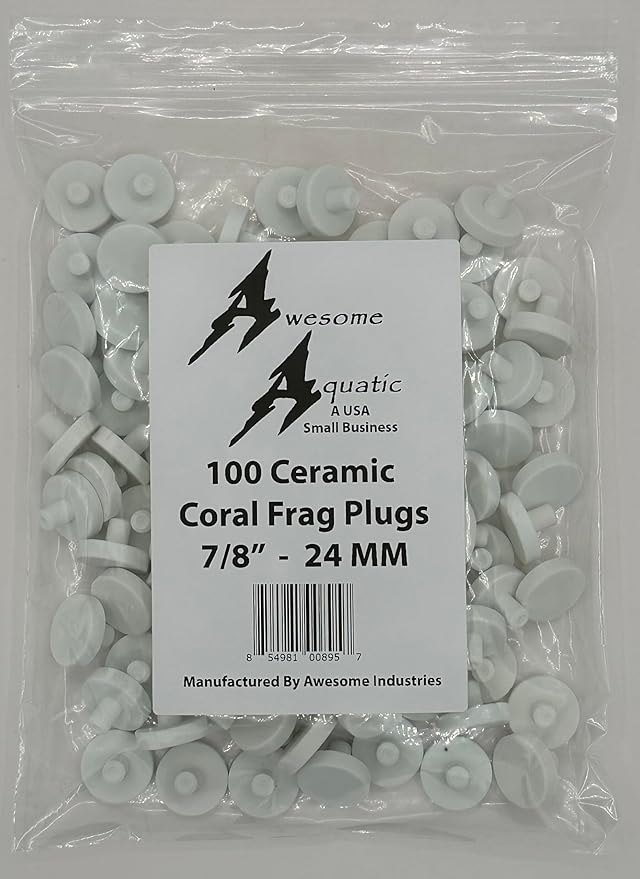 Awesome Aquatic Ceramic Coral Frag Plugs/Disks/Base Frag Plug Frag Plate Frag Disc (100 Pack 24 MM)