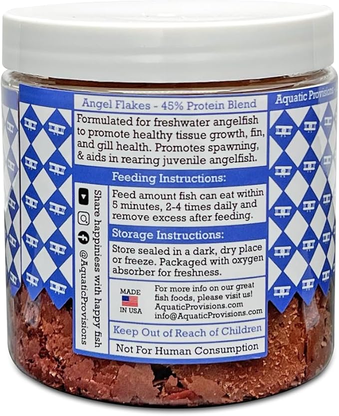 Aquatic Provisions Angel Flakes Fish Food 1 oz, for Freshwater Angelfish