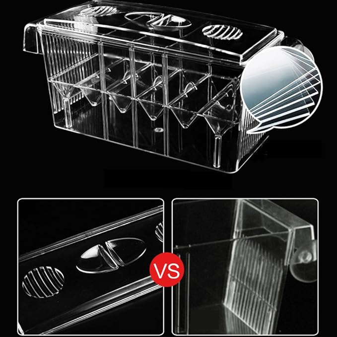 Large Multi-Chamber Holding & Breeding Box for Aquariums - Fish Hatchery with 3 Compartments, Floating Design, Clear Acrylic, Easy to Install - Ideal for Newborn Fry, Sick Fish, and Acclimation