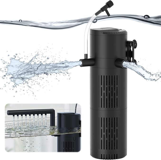 Aquarium Filter for 60-100 Gallon Tanks, Internal Fish Tank Filter, Submersible Turtle Tank Filter, with Aeration/Rainfall Modes and Dual Water Outlet