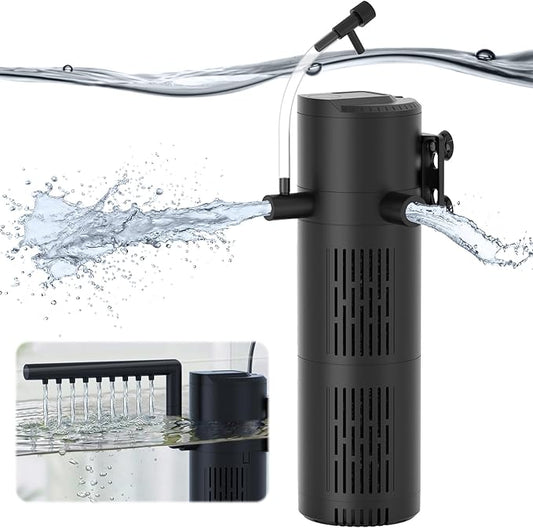 Aquarium Filter for 60-100 Gallon Tanks, Internal Fish Tank Filter, Submersible Turtle Tank Filter, with Aeration/Rainfall Modes and Dual Water Outlet