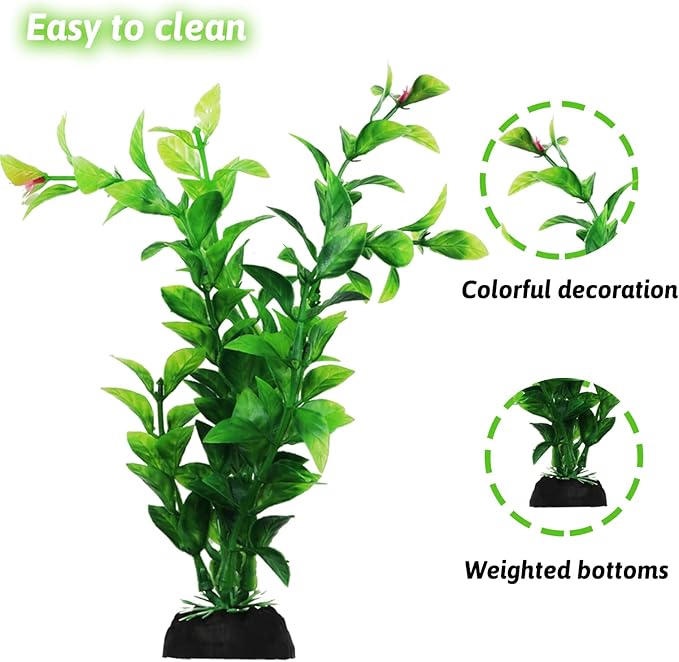 QUOZUO Fish Tank Accessories Aquarium Decorations Green Plants, 10pcs Green Fish Tank Decorations Plastic Plants, Fish Tank Decor, Aquarium Decor Artificial Plants