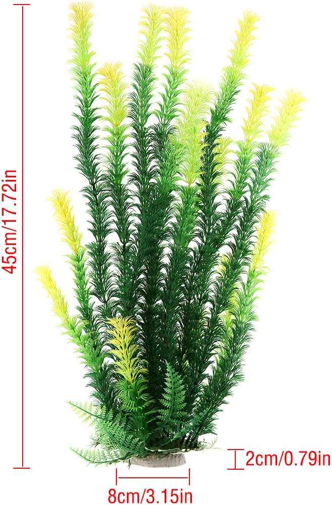 17" Plastic Water Plant for Aquarium Fish Tank Ornament, Rhodo Green