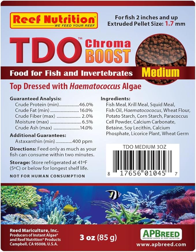 Reef Nutrition TDO Chroma Boost Medium Pellets 3 oz