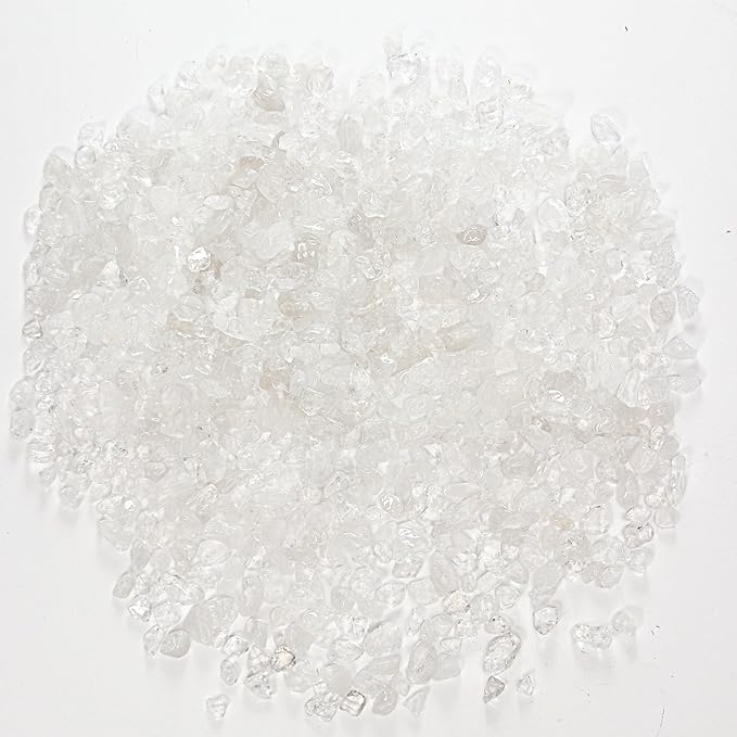Crystal Chips Stone Pebbles 1 Lb/465g Natural Quartz Stones Aquarium Gravel Sea Glass Rock Sand for Crafts, Vases Filler, Succulent Plants, Aquarium Gravel Rocks, Fish Tank (White, One-Size)