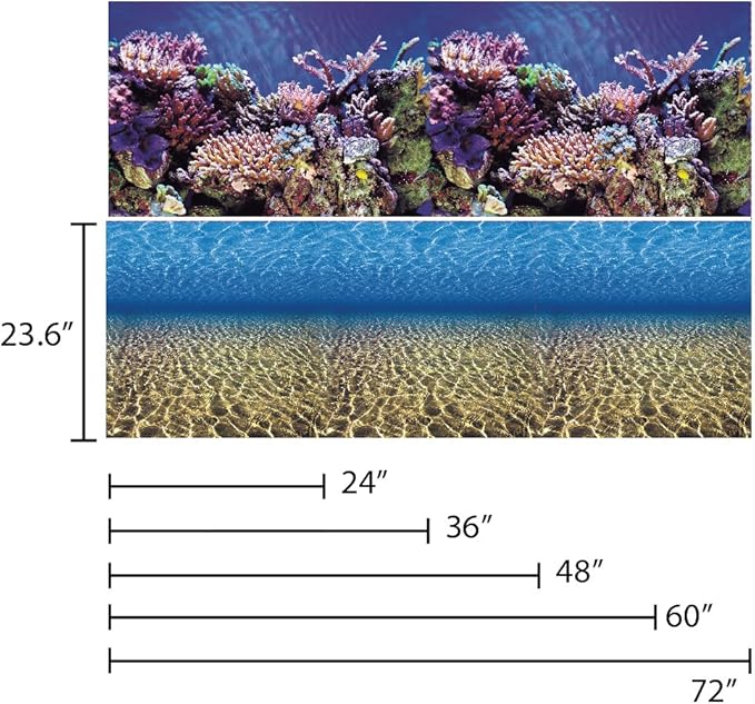 Aquarium Background Ocean Seabed /Coral Reef Double sides (24WX24H)