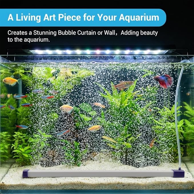13.8 Inch Aquarium Bubble Strip, Quiet Oxygen Diffuser Bubble Curtain Wall, Self-Sinking Design, Fish Tank Bubbler Decorations for Freshwater Saltwater