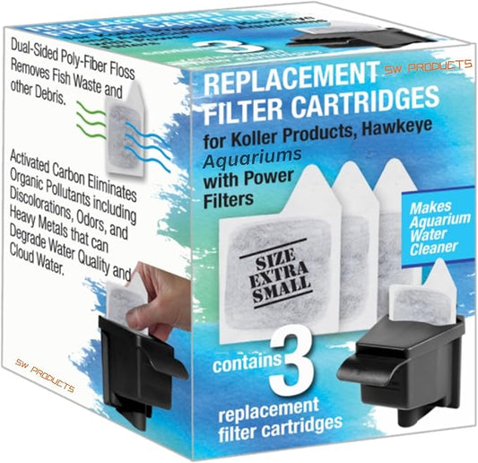 Koller Products Filter Cartridges XS, Replacement Cartridge for Koller Products Fish Aquarium, 3 Pack