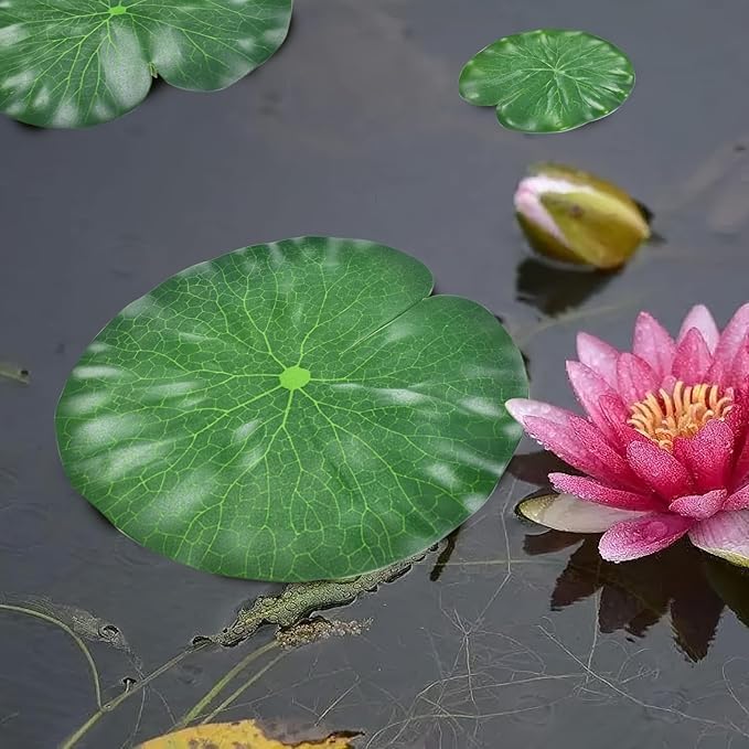 6Pcs Floating Lily Pads for Ponds: Realistic Lily Pads Leaves, Artificial Floating Foam Lotus Leaves Pond Decor for Pond Pool Koi Fish Patio Aquarium