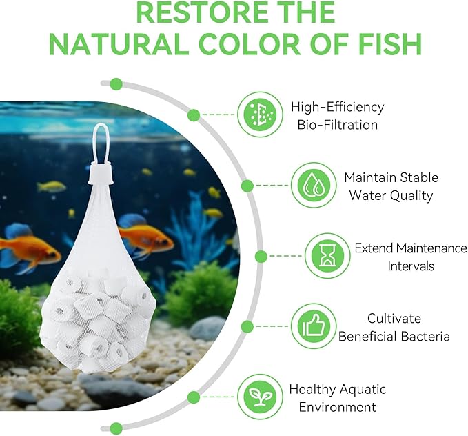 500g Bio-max Biological Material Remover Replacement for Fluval Canister Filter, Biological Filter Media for Freshwater/Saltwater Aquariums, Bio Media Ceramic Rings Filter Media for Pond, Fish Tank