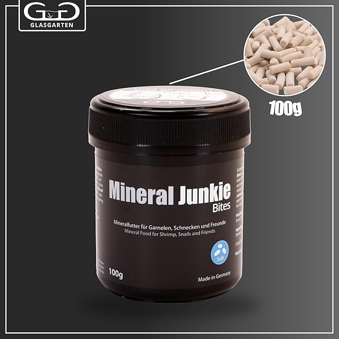 GlasGarten Mineral Junkie Bites (Sticks) for Shrimps, Crayfish, Crabs, Snails (100g)